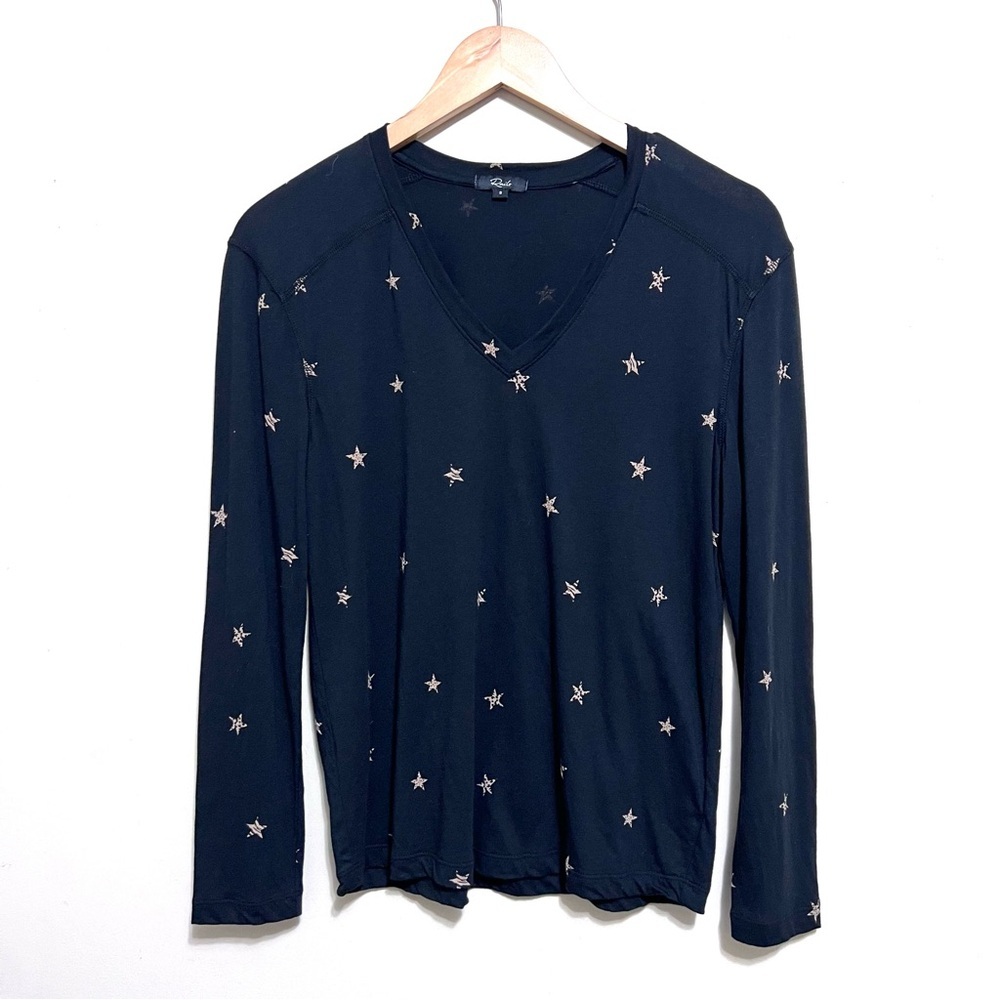 Rails Sami Star Top Animal Print Long Sleeves V-Neck Shirt - Picture 2 of 6